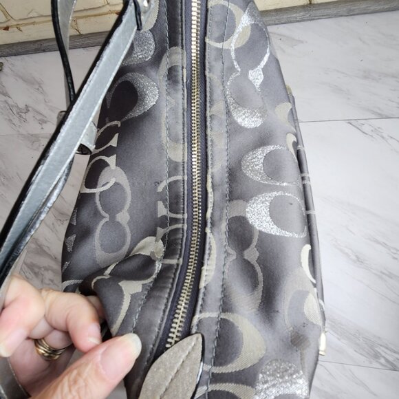 Like New Coach Penelope Optic Metallic Signature Crossbody Convertible Purse - Picture 14 of 16